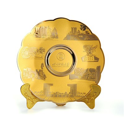 Пам'ятна металева реміснича сувенірна тарілка з тривимірним позолотою